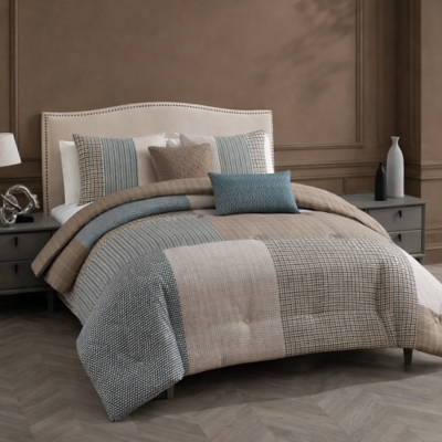 Bebejan Tranquil 5 Piece Queen Comforter Set, Blue, large