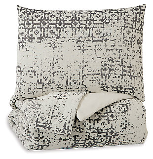 Addey Queen Comforter Set, Charcoal/Bone, large