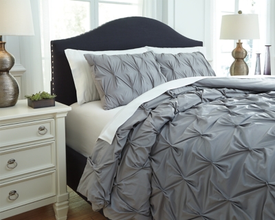 Rimy 3-Piece King Comforter Set, Gray, large