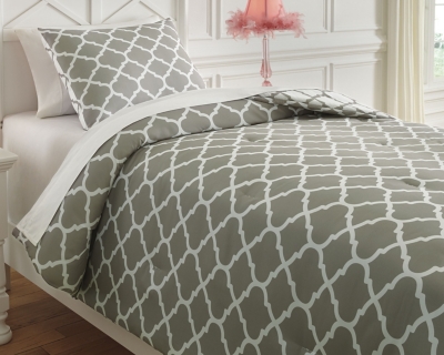 Media 2-Piece Twin Comforter Set, Gray/White, rollover