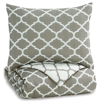 Media 2-Piece Twin Comforter Set, Gray/White, large