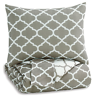 Media 3-Piece Full Comforter Set, Gray/White, large