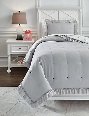 Hartlen Twin Comforter Set, Gray/White, rollover