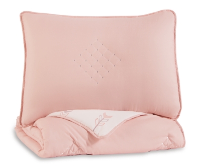 Lexann Twin Comforter Set, Pink/White/Gray, rollover