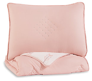 Lexann Twin Comforter Set, Pink/White/Gray, large