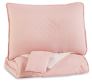 Lexann Full Comforter Set, Pink/White/Gray, large