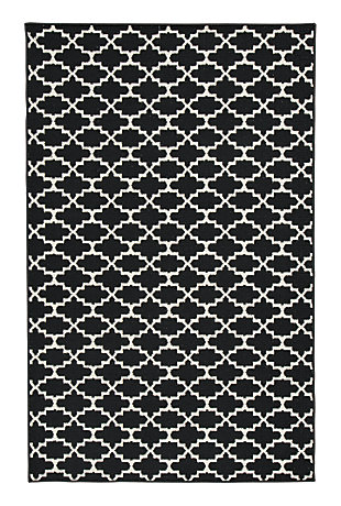 The Nathanael accent rug places high style and utility into full view. Its cream lattice pattern aesthetically pleases while adding a touch of exotic flair to your space. Rest assured, the durable polypropylene is equipped to withstand the tests of time.Made of polypropylene | Machine tufted | Rug pad recommended | Imported | Spot clean