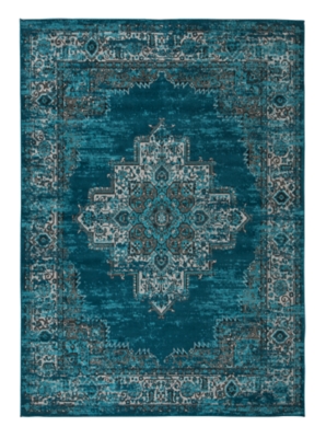 Moore 5'3" x 7'3" Rug, Blue/Brown/Gray, large