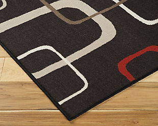 The Johan accent rug proves that retro-contemporary swagger is always in style. TV-shaped squares bounce off plush nylon in brown, white and red splendor for a multi-tonal, no-fuss finish.Made of nylon | Machine tufted | 3.5mm pile | Latex backing | Rug pad recommended | Imported | Spot clean