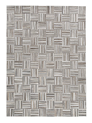 It doesn’t get much better than expertly hand sewn hair on hide. Case in point: the Gilham rug. Varying shades of gray in a parquet tile pattern garner eye-catching interest alongside the added texture—for pure, one-of-a-kind artistry atop your floor.Made of hair on hide/polyester blend | Handmade | No pile | Polyester backing | Rug pad recommended | Imported | Spot clean only