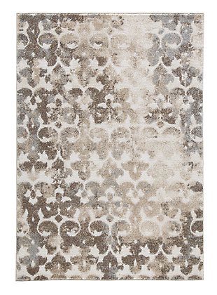 The Jiro area rug captures the best of something old and something new. The fabulously faded fleur de lis design in brown and cream hues suits both contemporary and vintage spaces beautifully. Soft and inviting texture is pure delight underfoot.Made of polypropylene/polyester blend | Machine woven | 12mm pile | Jute backing | Rug pad recommended | Spot clean only | Imported