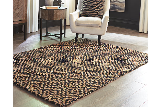 Get a feel for high design with the Broox rug. Combining graphic elements with natural textures to elevate your space, this unassuming floor covering adds a dimensional quality that really pulls your room together.Made of jute | Handwoven | No backing; rug pad recommended | Due to the use of natural materials, some variation may occur | Spot clean only | Imported