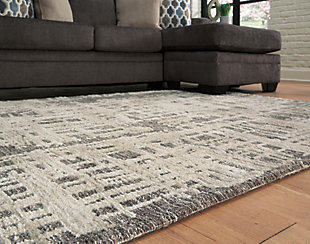 Sink your toes into something hip, and soften the edges of industrial style with the Makalo rug. A broken line design elevates any space to a fresh, urban style you’ll be glad to have underfoot.Made of polyester | Machine woven | 8mm pile | Cotton backing | Rug pad recommended | Imported | Spot clean only