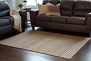 Show off your high style with the deceptively simple Gliona rug. The mixed jute and wool materials offer a natural and brown striped design perfect for contemporary and urban spaces. Add texture and style to your space with this versatile area rug.Made of jute/wool blend | Handwoven | No pile | No backing; rug pad recommended | Spot clean only | Imported