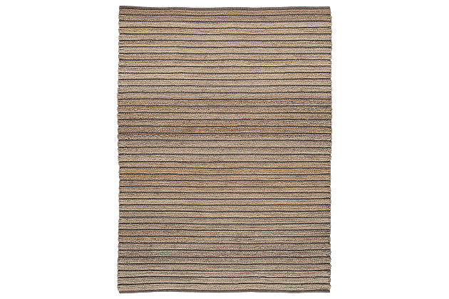 Show off your high style with the deceptively simple Gliona rug. The mixed jute and wool materials offer a natural and brown striped design perfect for contemporary and urban spaces. Add texture and style to your space with this versatile area rug.Made of jute/wool blend | Handwoven | No pile | No backing; rug pad recommended | Spot clean only | Imported