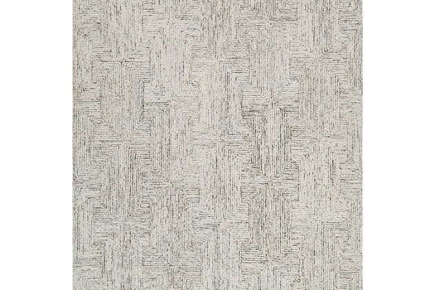 The Caronwell accent rug is elegant, exquisite, beautifully modern and adds the perfect finishing touch to your living room, dining room, bedroom or any other area in your home. The hand-tufted abstract weave design in shades of ivory, brown and gray is right at home in modern and industrial settings.Made of wool/polyester blend | Backed with cotton | Abstract weave design | Medium pile | Spot clean | Rug pad recommended | Imported
