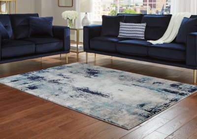 Leonelle 710 x 10 Rug, White/Blue/Gray