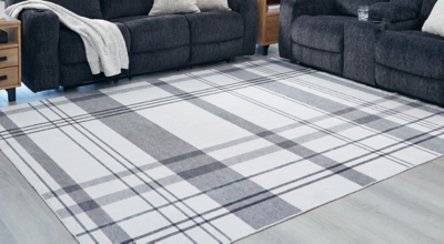 Kaidlow 7'7" x 9'8" Washable Rug, Gray/Cream, rollover
