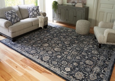 Hilcott 7'10" x 10'6" Rug, Blue/Cream/Brown, rollover
