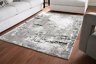 Aworley 7'8" x 10' Rug, Gray/White, rollover