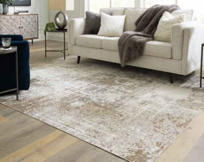 Grifflain 7'10" x 10'3" Washable Rug, Tan/Brown/Gray, rollover