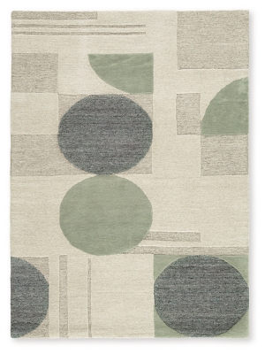 Dallane 5' x 7' Rug, Linen/Blue/Green, large