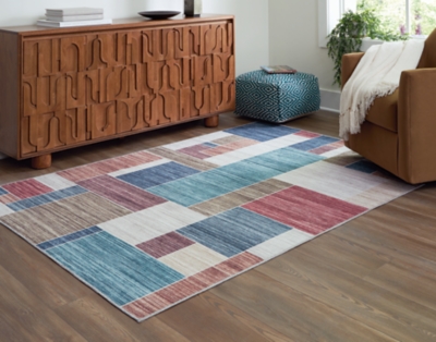 Numore 5'2" x 6'11" Washable Rug, Multi, rollover