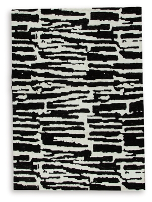 Bramshaw 5' x 7' Rug, Black/Ivory, large