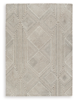 Jadott Rug, Beige/Brown, grid