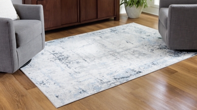 Emertonly 8' x 10' Washable Rug, Blue/White/Gray, rollover