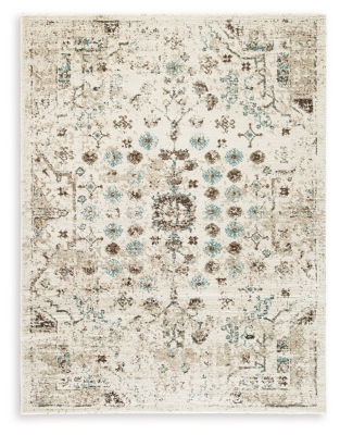 Jossler 8' x 10' Rug, Ivory/Brown/Teal, large