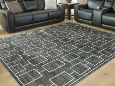 Elderland Washable Large Rug, Black/Gray, rollover