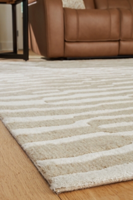 Corrbell 7'8" x 10' Area Rug, Beige/White, large