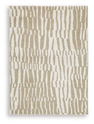Corrbell Area Rug, Beige/White, grid