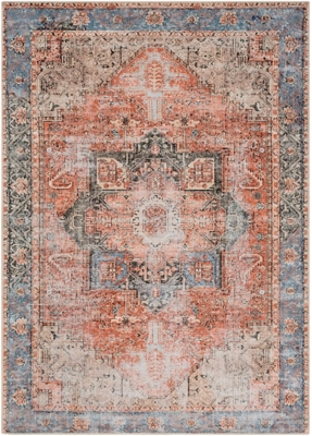 Distressed Pattern 5'3" X 7'3" Area Rug, Multi, large