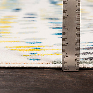 Why play it safe, when you can transform a space with big, bold and brilliant color? Saturated with deep, dramatic hues, this designer area rug stands out from the crowd for all the right reasons.Made of polypropylene | Machine woven | Medium pile | No backing; rug pad recommended | Spot clean | Imported