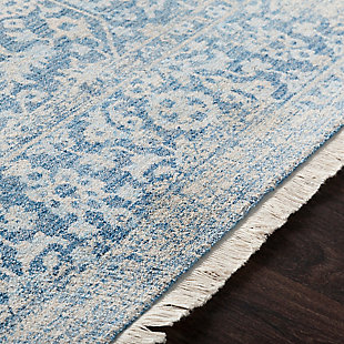 When your room needs a dash of color and pop of personality, this wonderfully versatile rug is just the ticket. Distressed, dyed effect softens the aesthetic for understated good looks that complement virtually any decor.Made of polyester | For indoor/outdoor use | Uv resistant; water resistant | Machine woven | Fringe detail | No backing; rug pad recommended | Medium pile; rug pad recommended | Spot clean | Imported