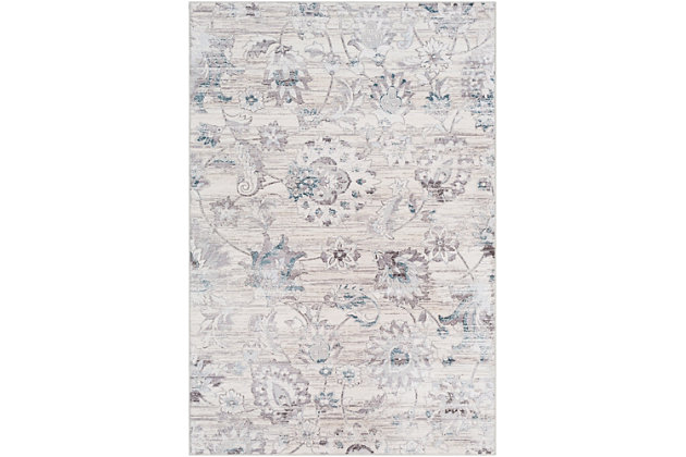 Need to warm up a room? The light and elegant feel of this rug is a lovely treat underfoot. Its flowing floral pattern blended with organic hues exudes a sense of ease that’s easy to love.Made of polyester | Machine woven | No backing | Medium pile; rug pad recommended | Spot clean | Imported