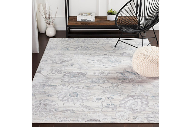 Need to warm up a room? The light and elegant feel of this rug is a lovely treat underfoot. Its flowing floral pattern blended with organic hues exudes a sense of ease that’s easy to love.Made of polyester | Machine woven | No backing | Medium pile; rug pad recommended | Spot clean | Imported