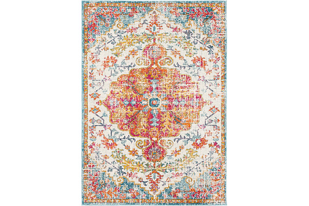 An updated interpretation of the classic medallion design, this rug delights with its fresh feel and timeless appeal. Pleasing palette grounds your space in perfect harmony.Made of polypropylene | Machine woven | Medium pile | No backing; rug pad recommended | Spot clean | Imported