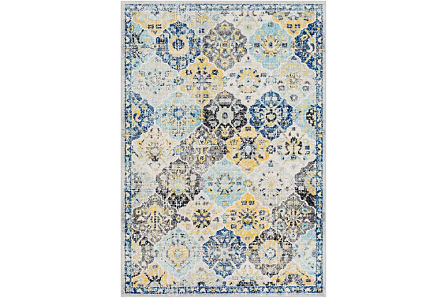 Simple design and harmonious hues impart a timeless look to any space. This highly versatile area rug is the perfect marriage of traditional and contemporary styles. It’s a sophisticated yet relaxed aesthetic that feels right at home.Made of polypropylene | Machine woven | Medium pile | No backing; rug pad recommended | Spot clean | Imported