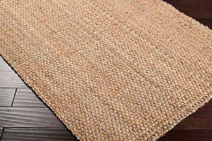 Hand Hooked Jute Woven 2' x 3' Rug, Wheat, rollover