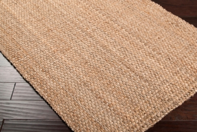 Hand Hooked Jute Area Rug, Wheat, large