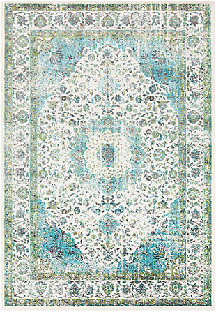 Home Accents Aberdine 5'2" X 7'6" Area Rug, Teal/Ivory, large