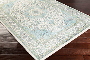 An updated interpretation of the classic medallion design, this rug delights with its fresh feel and timeless appeal. Pleasing palette grounds your space in perfect harmony.Made of polypropylene | Machine made | No backing | Imported