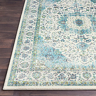 An updated interpretation of the classic medallion design, this rug delights with its fresh feel and timeless appeal. Pleasing palette grounds your space in perfect harmony.Made of polypropylene | Machine made | No backing | Imported