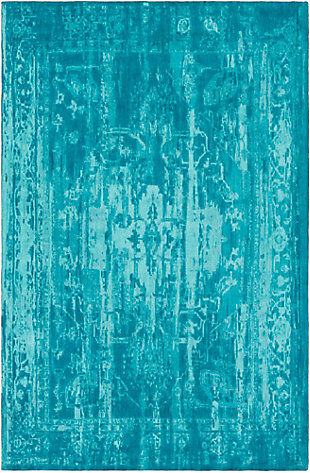 Hand Crafted 5' X 8' Area Rug, Teal/Turquoise, large