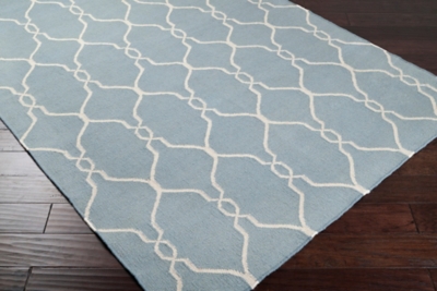 Hand Crafted 2'6" X 8' Area Rug, Blue/Beige, large