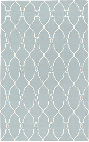 Hand Crafted Hand Woven 8' X 11' Area Rug, Blue/Beige, large