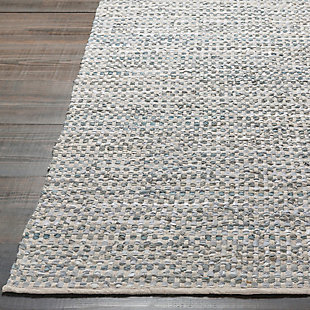 Hand Crafted 2' X 3' Area Rug, Teal/Gray, rollover